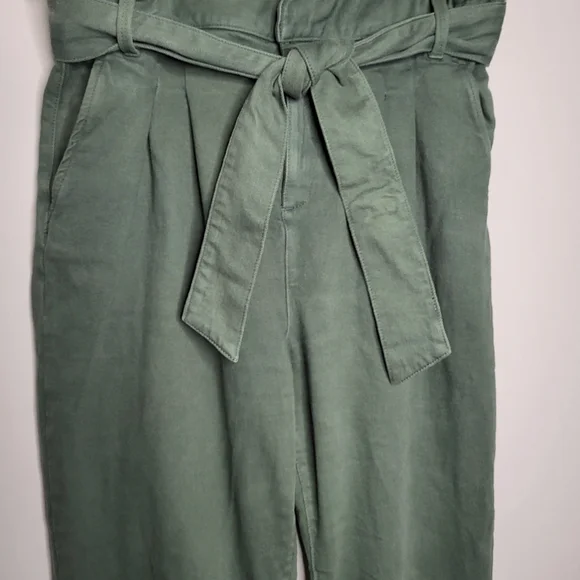 Sézane Paris Austin Cargo Green Paperbag Cut High Waisted Pant EU 44 / US 12 - Picture 6 of 16